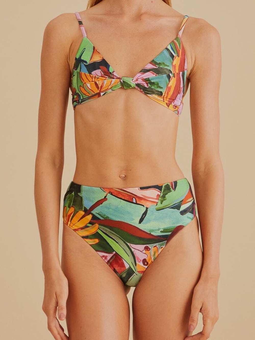 FARM RIO Banana Foliage Knot Bikini 2pc Swim Suit